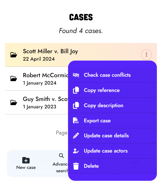Manage your cases, including case actors and their roles