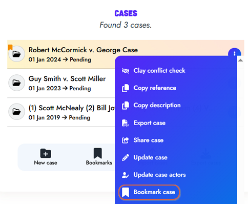Bookmark a case