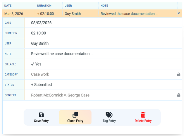 Clone timesheet entry