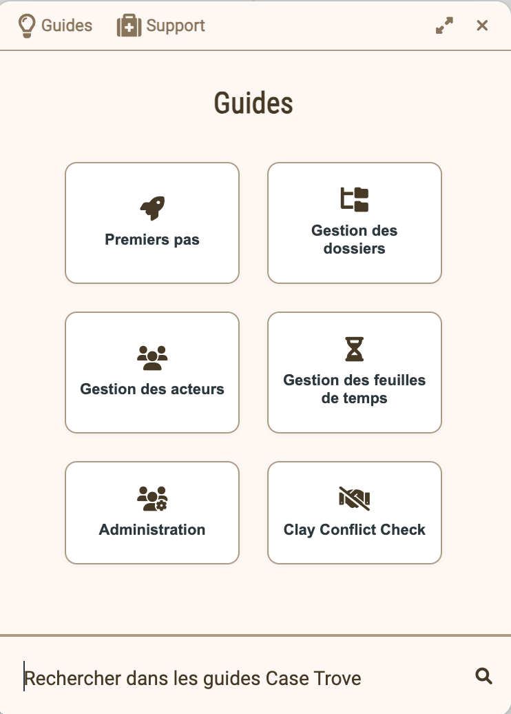 The Help button and the guide panel