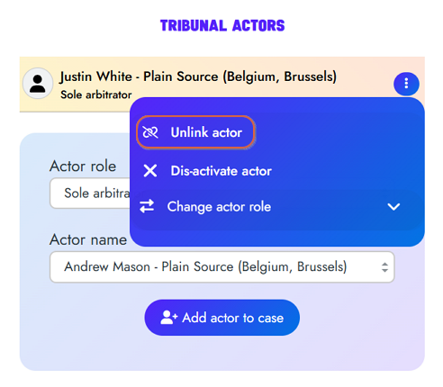 Unlink actors from the case - step 3