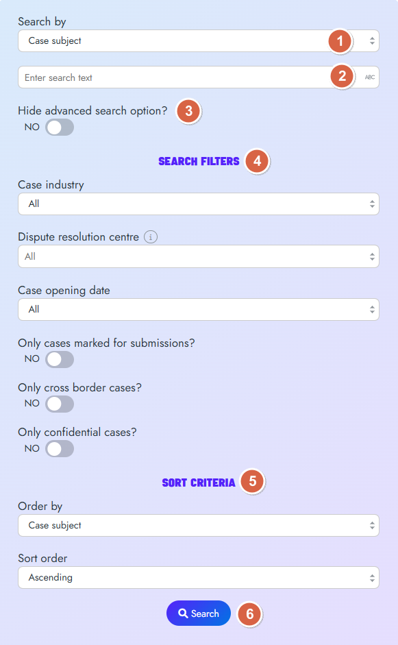 Case advanced search - step 3