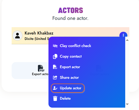 Changement d'emploi d'un acteur - étape 2