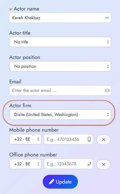Changement d'emploi d'un acteur - étape 3