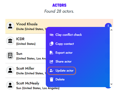 Mettre à jour l'acteur - étape 2