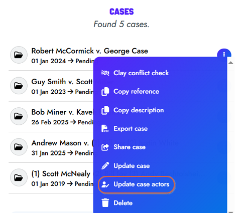 Lier un acteur au dossier - étape 2