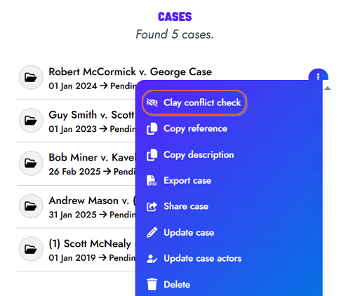 Conflits d'intérêts du dossier - étape 2