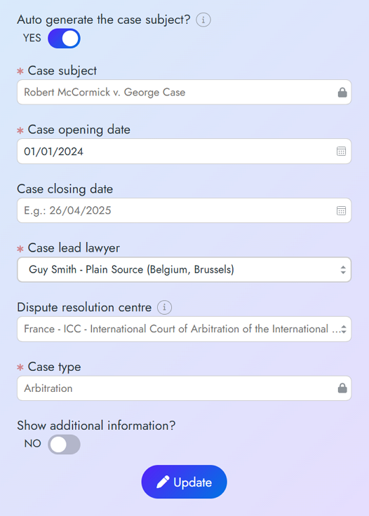 Mettre à jour un dossier - étape 2